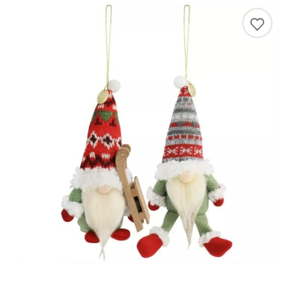 Martha Stewart Holiday Gnome Tree Ornament Set with Metal Coins